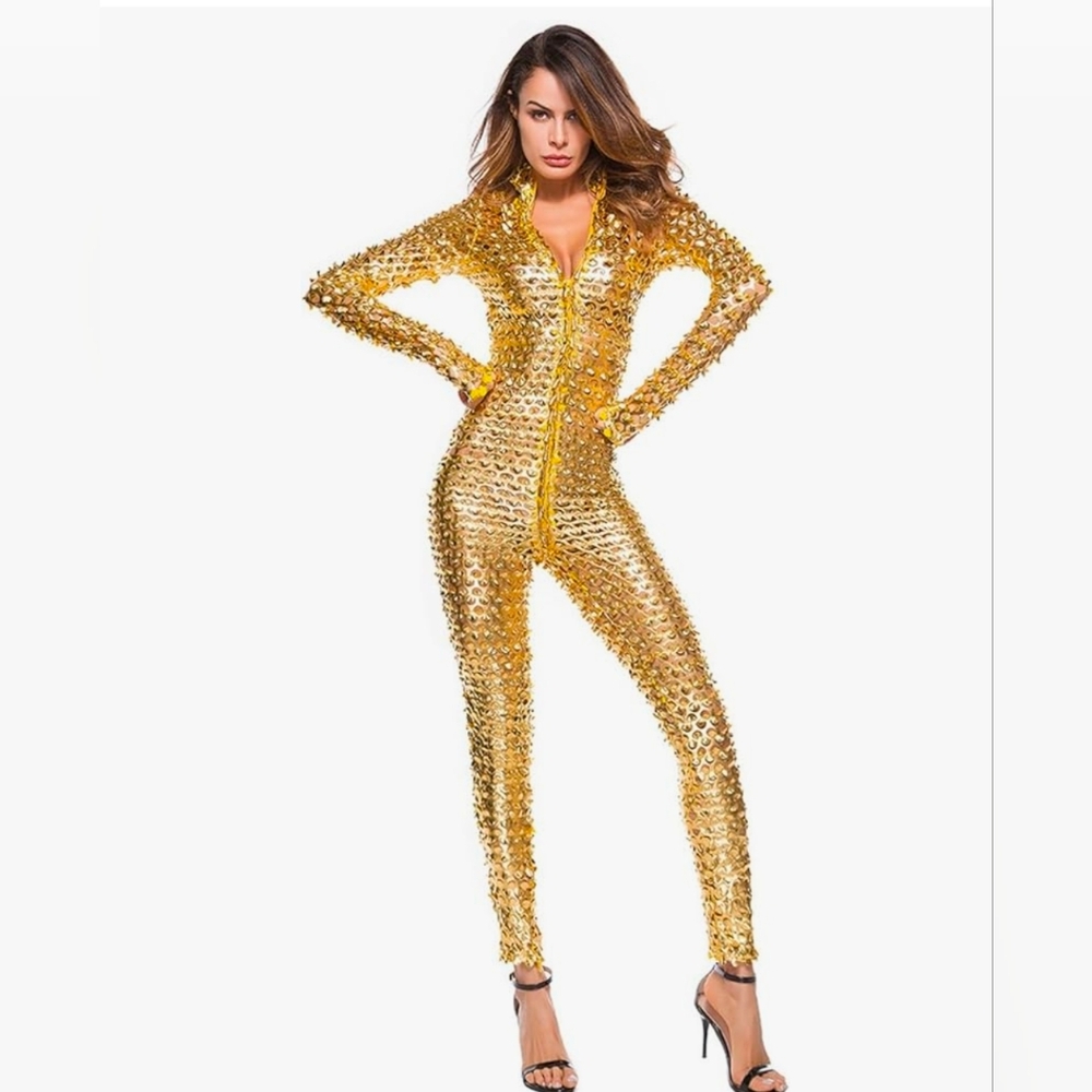 BNWT Metallic Gold Hollow Jumpsuit For Women